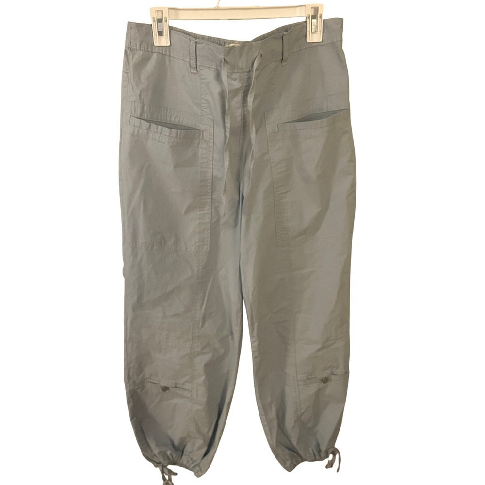 HABITUAL Women's Light Blue Cargo Pants Drawstring Waist Cropped‎ Leg Size L